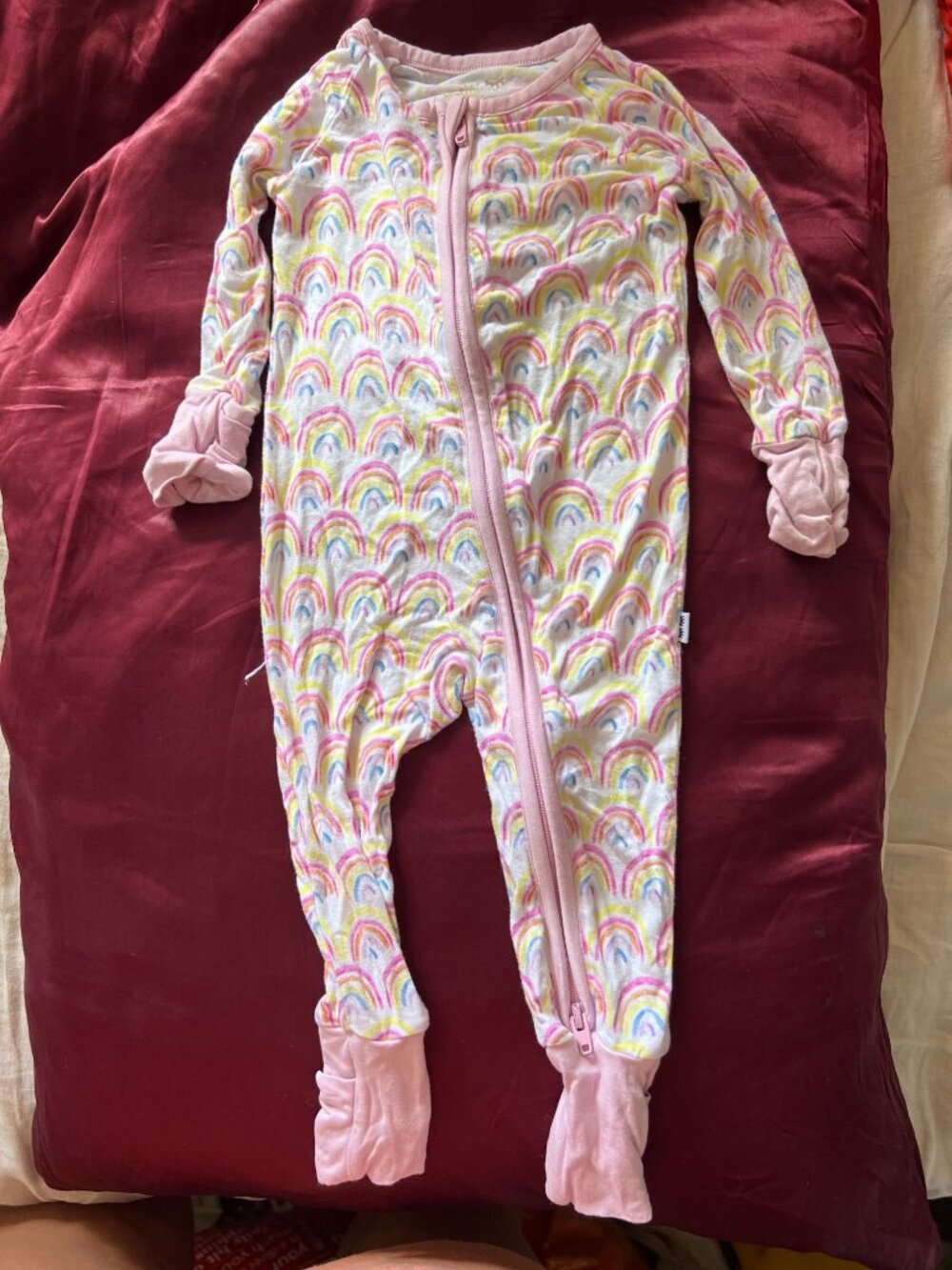 Little Sleepies Pastel Rainbows Zippy bamboo viscose baby sleeper 0-3 months